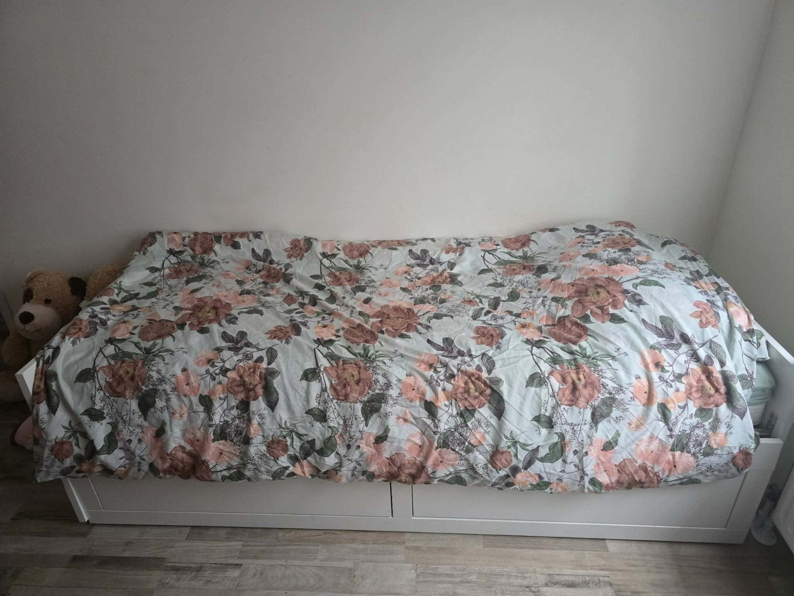 IKEA Hemnes bedbank met 2 lades en uitschuifbaar bed, Modern, Scandinavisch, Wit, Tweepersoons, Ophalen of Verzenden