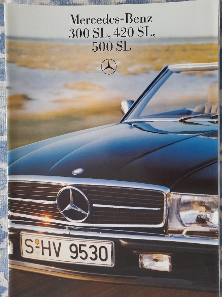 Mercedes 300 SL, 420 SL, 500 SL, brochure 1986, Verzenden, Zo goed als nieuw, Mercedes