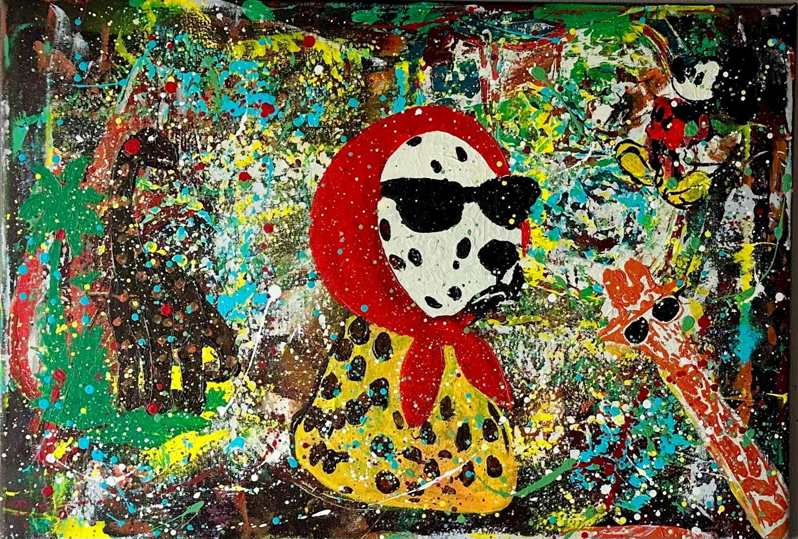 Vrolijke schilderij- Handgeschilderd- Uniek, Antiek en Kunst, Ophalen of Verzenden