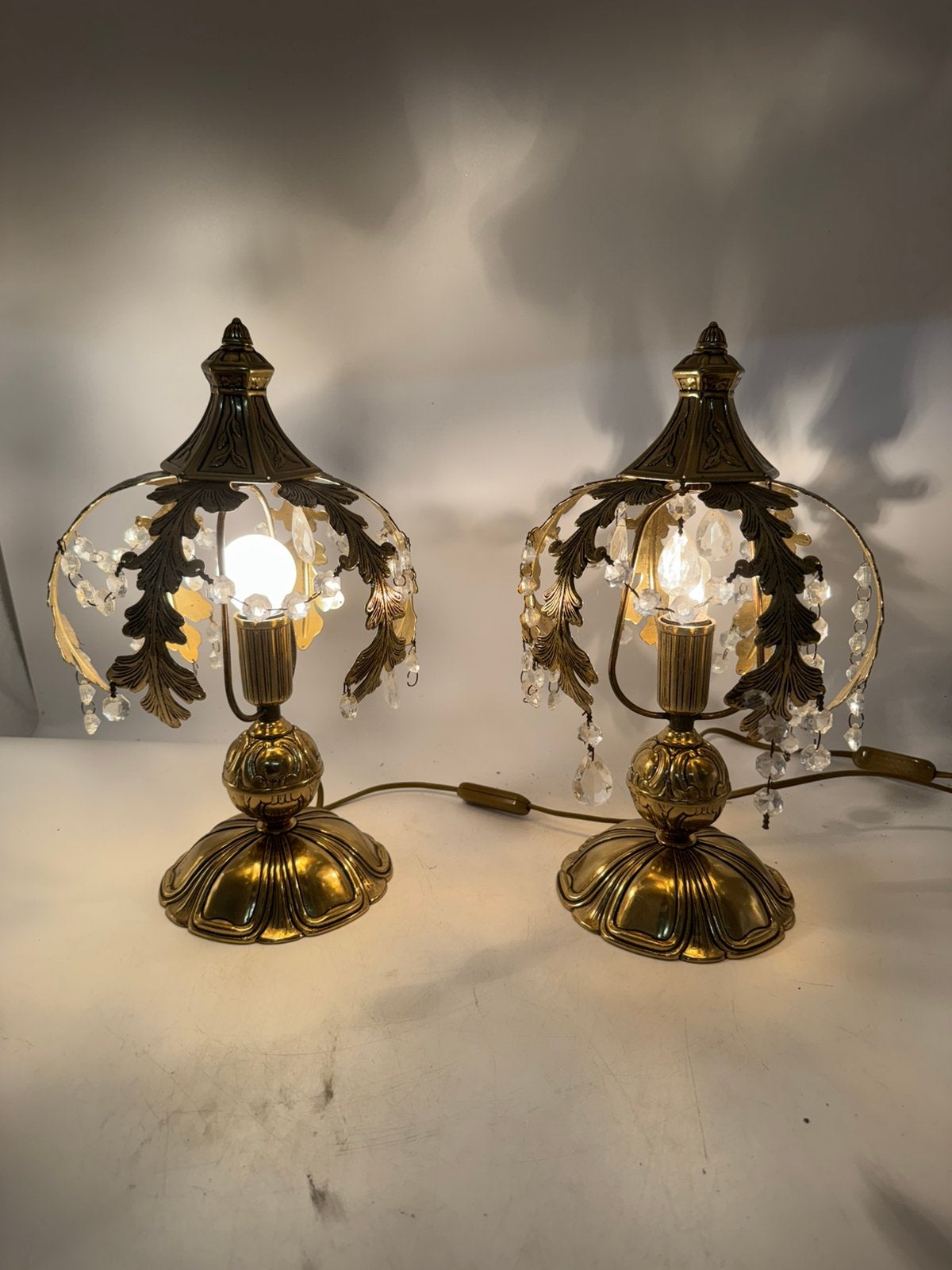 Vintage Hollywood Regency set tafellampen, Ophalen of Verzenden