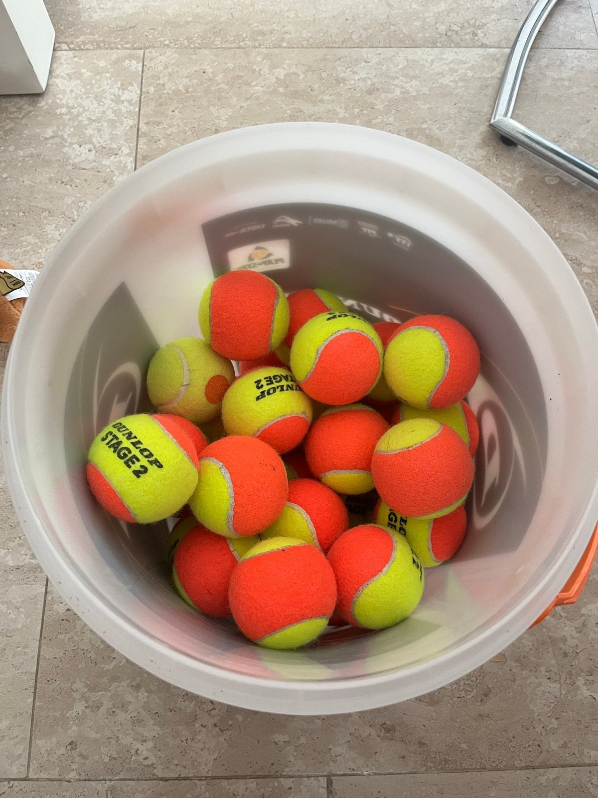Dunlop Stage 2 Tennisballen - Emmer vol, Sport en Fitness, Tennis, Ophalen of Verzenden, Gebruikt, Ballen, Dunlop