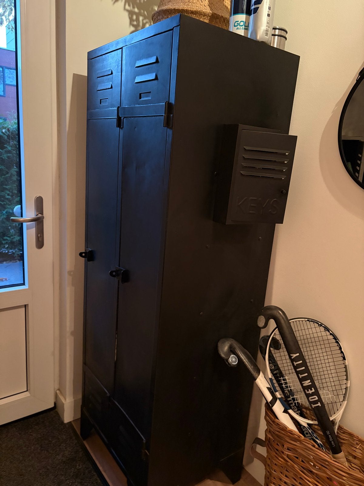 Zwarte metalen lockerkast - Industrieel design, Ophalen, Gebruikt, 200 cm of meer, 50 tot 100 cm