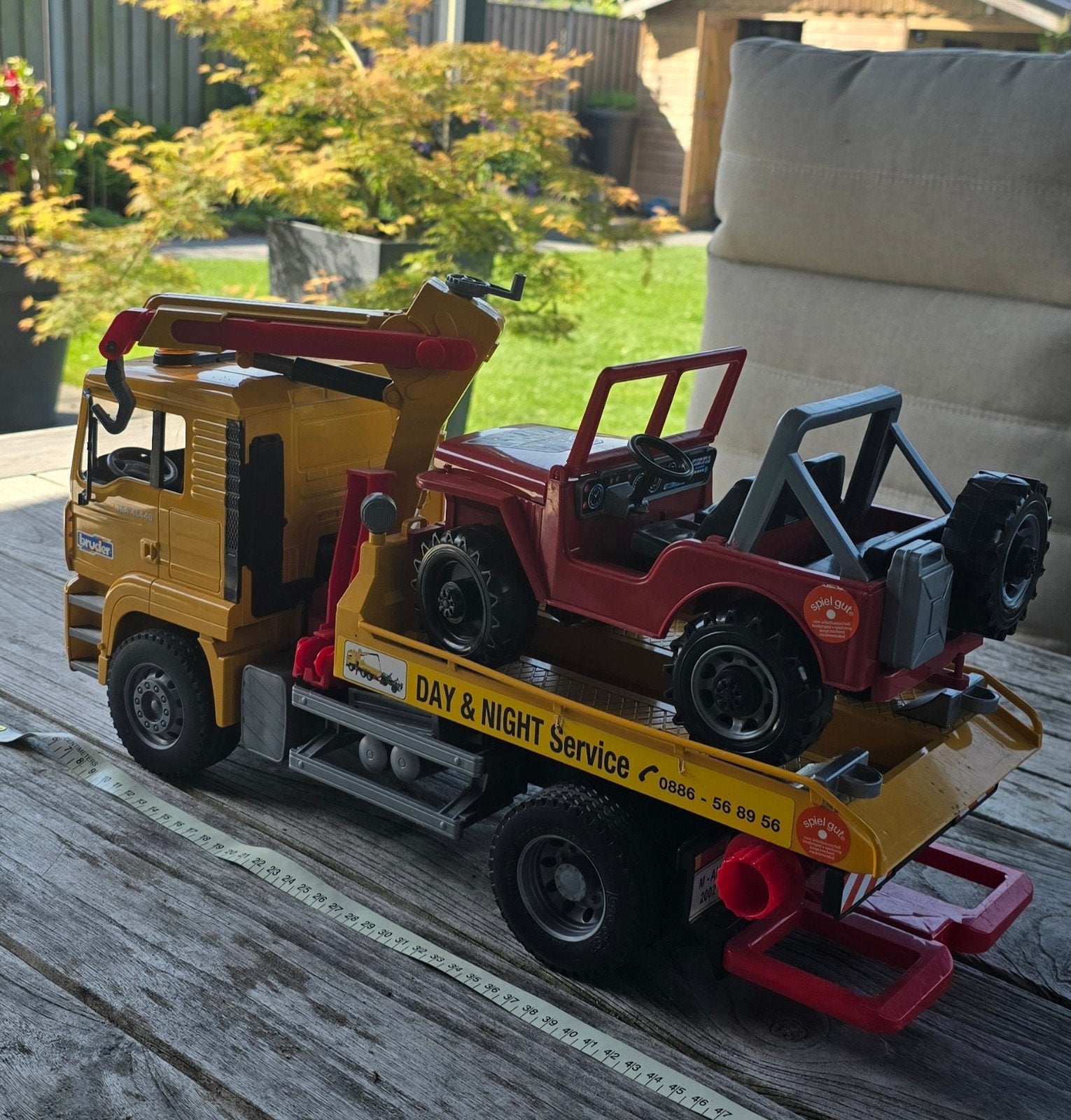 Bruder Takelwagen met Jeep - Speelgoed, Ophalen, Gebruikt