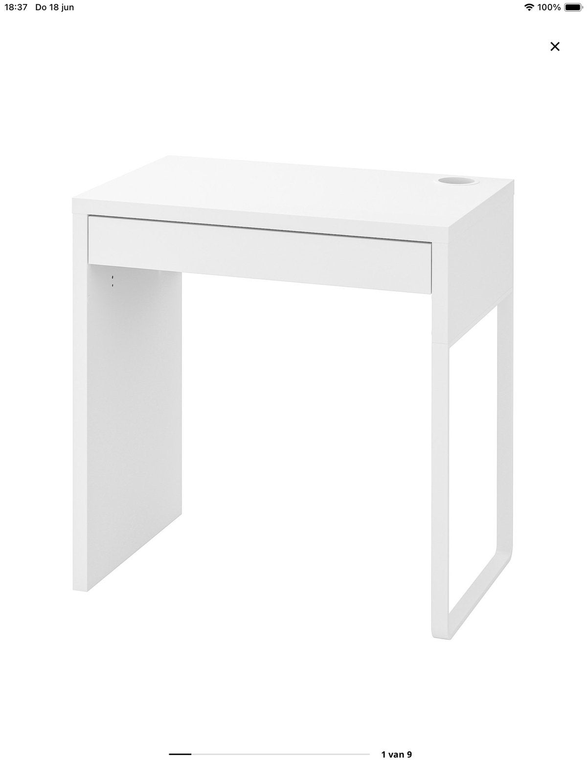 Wit Bureau Micke, Huis en Inrichting, Bureaus, Ophalen, Gebruikt, 73 cm, Kabelgoot