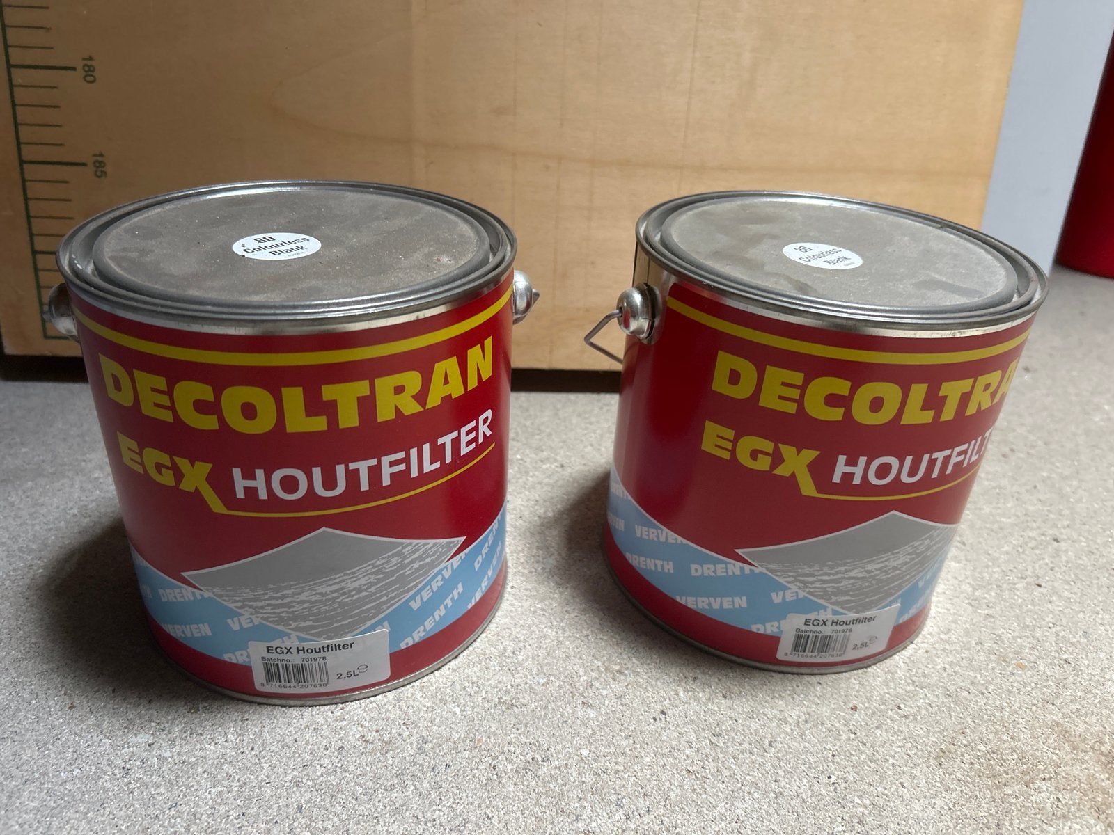 2x Decoltran EGX Houtfilter -  2,5 l per blik samen voor €35, Overige kleuren, Nieuw, Beits, Ophalen of Verzenden