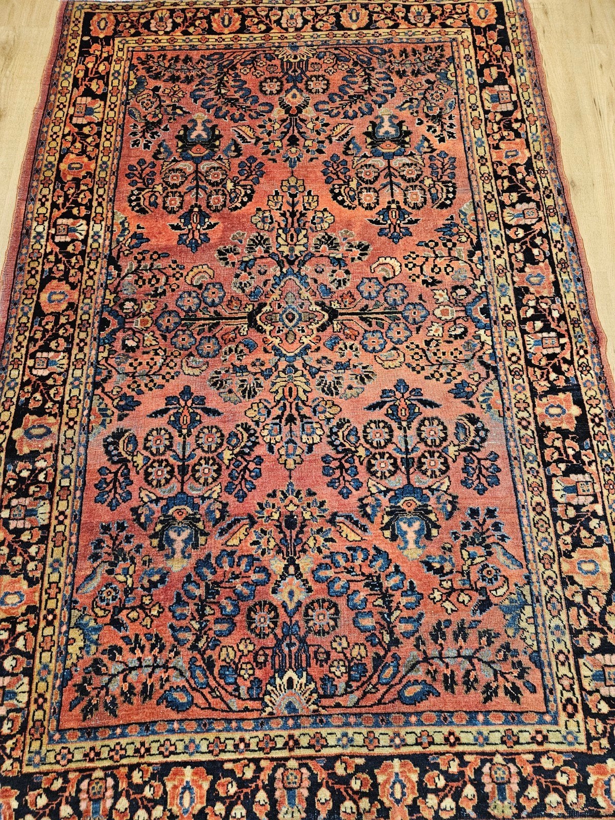 Vintage handgeknoopt perzisch tapijt sarough 194x125, Info@SlatsAntiek.nl, Tweedehands, 100 tot 150 cm, Perzisch