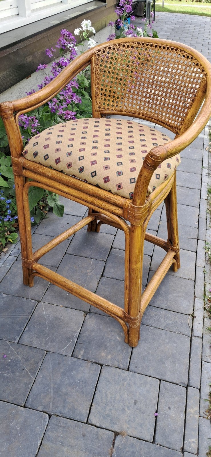rotan barkruk, Tuin en Terras, Ophalen, Gebruikt, Rotan