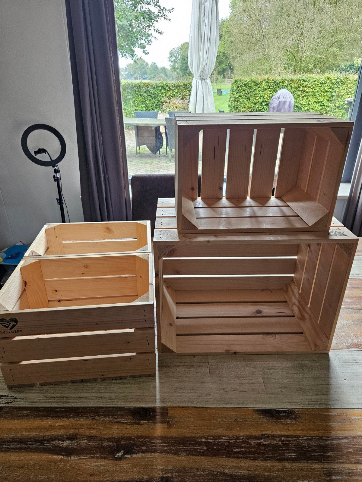 6 Buildify Houten Kistjes: 3 Groot, 3 Klein - Nieuwstaat, Ophalen, Minder dan 50 cm, Zo goed als nieuw, Minder dan 40 cm