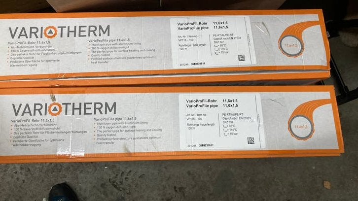 Variotherm vloerverwarming buis 2x 40m1 incl vulmassa 25kg, Ophalen, Minder dan 30 cm, Overige typen, Nieuw