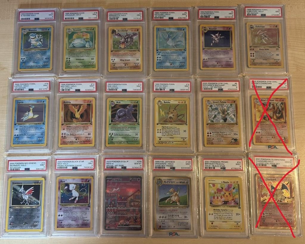 psa vintage wotc pokemonkaartjes(zie omschrijving), Ophalen of Verzenden, Zo goed als nieuw, Foil