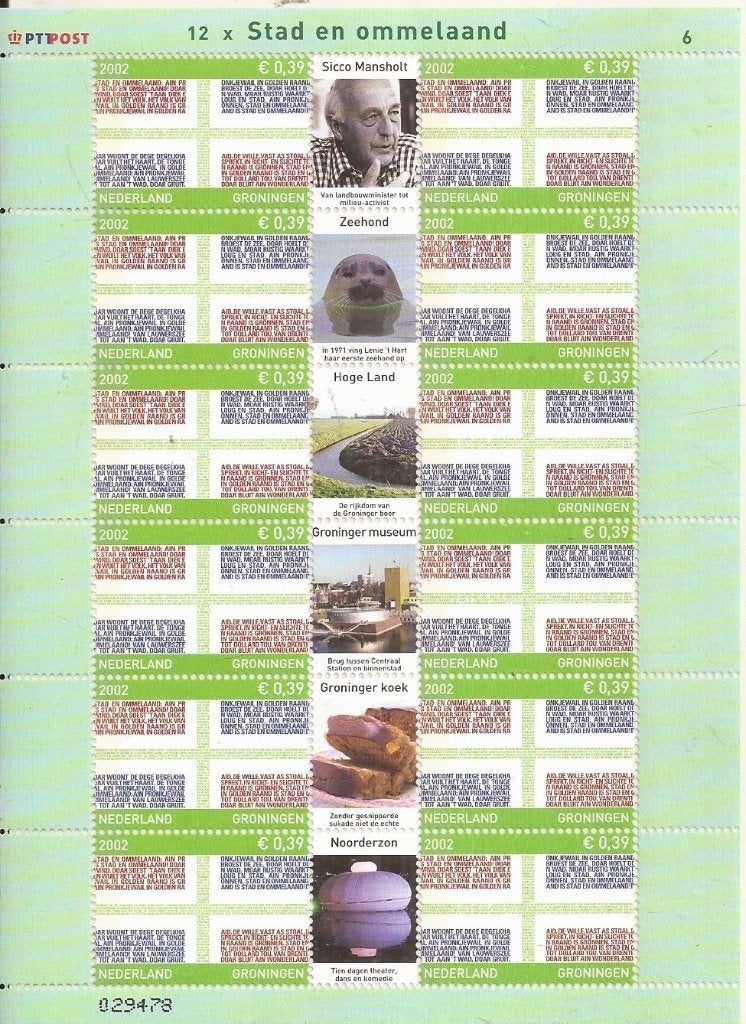 Nederland 2002 Provincievel 6 Groningen 12 x Stad en Ommela, Postzegels en Munten, Ophalen of Verzenden, Na 1940, Postfris