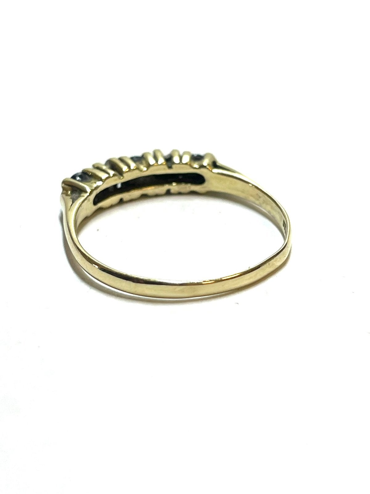 14k gouden ring met saffier en diamant, 18 tot 19, -, -, Ophalen of Verzenden