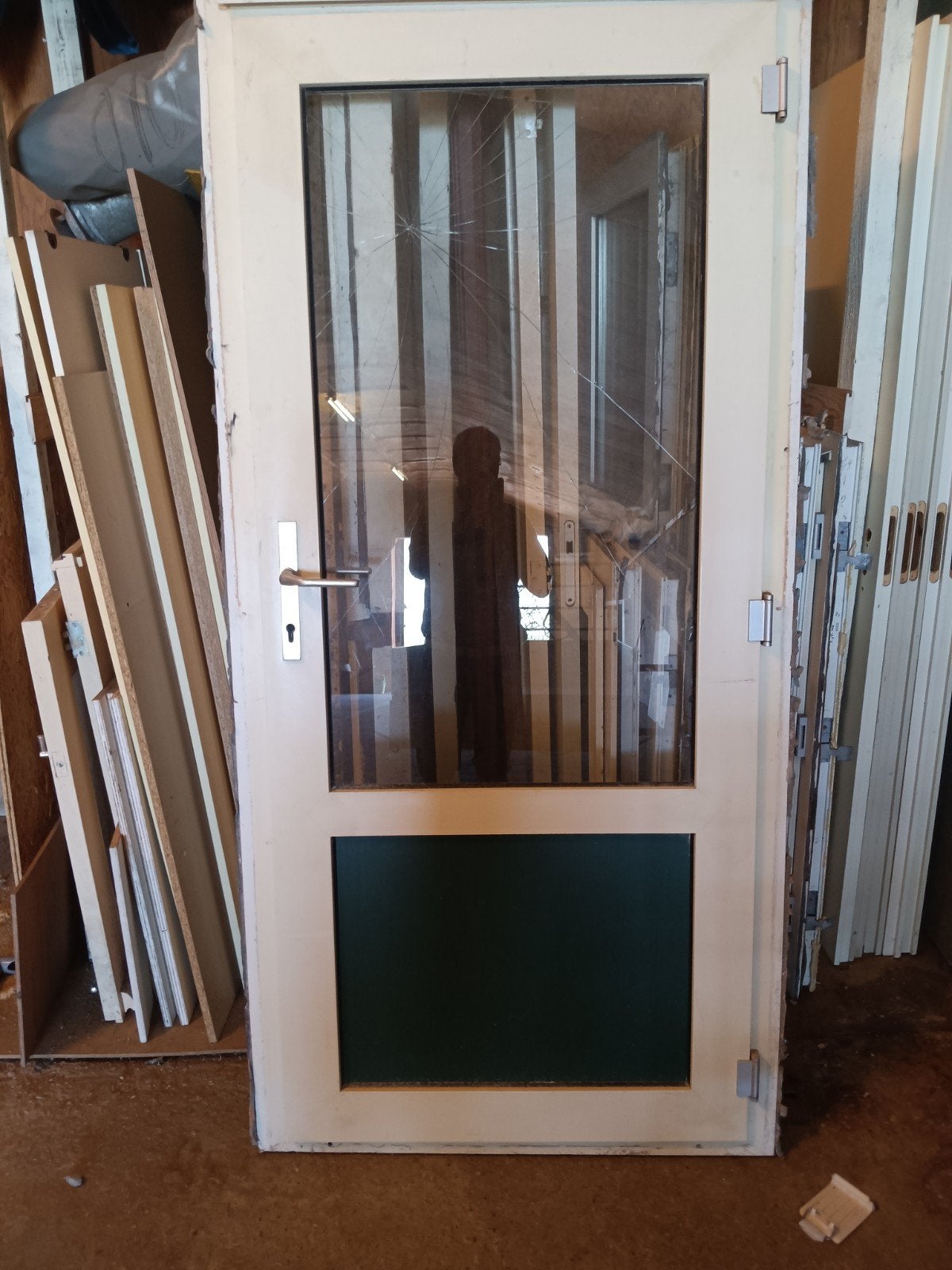 kunstof Buitendeur met kozijn Glas - Beschadigd, Gebruikt, 80 tot 100 cm, Ophalen of Verzenden, Buitendeur