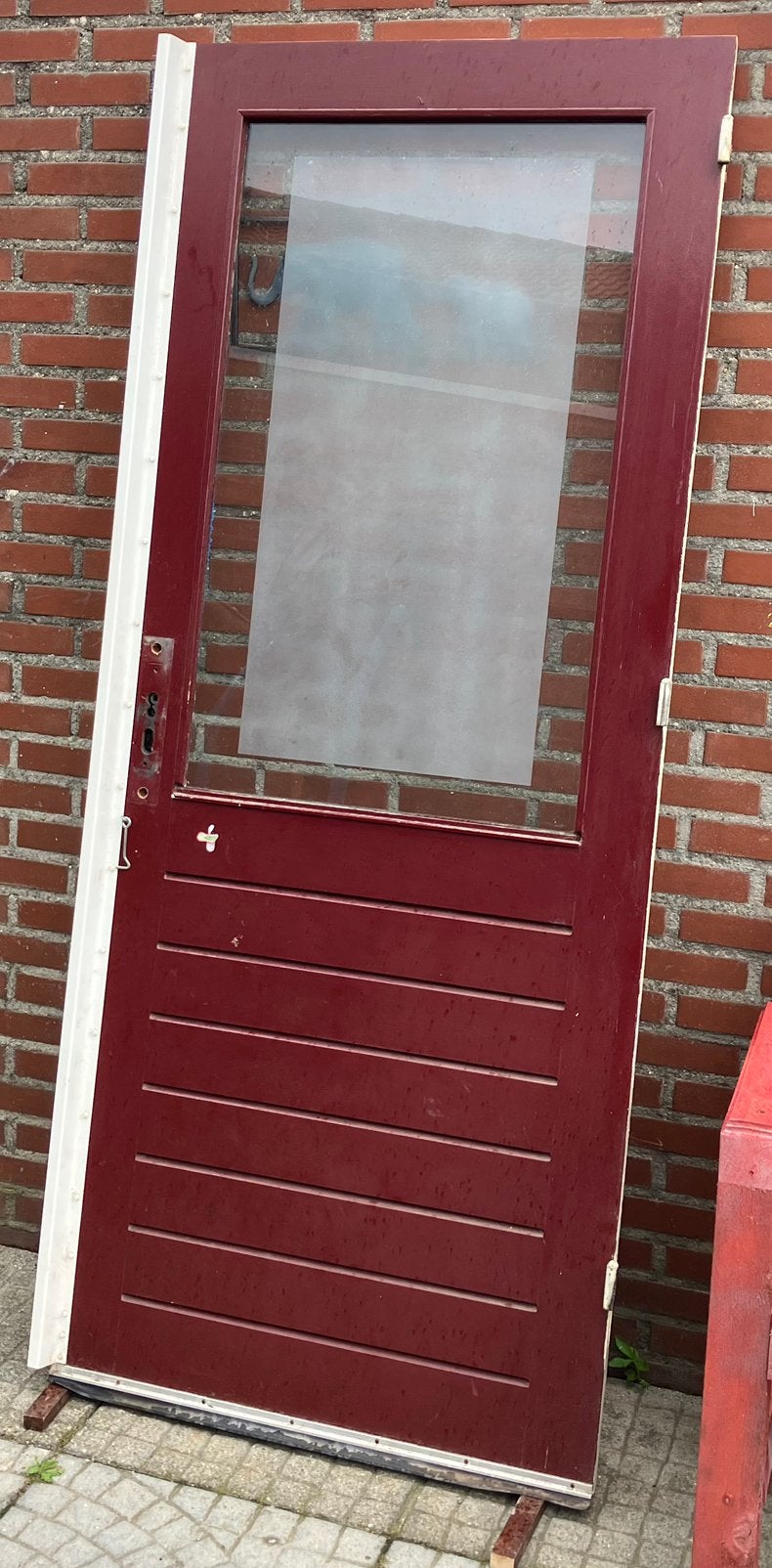 Achterdeur hardhout enkel glas 201x82,3x3,7cm, Doe-het-zelf en Verbouw, Deuren en Horren, Ophalen, 80 tot 100 cm, 200 tot 215 cm