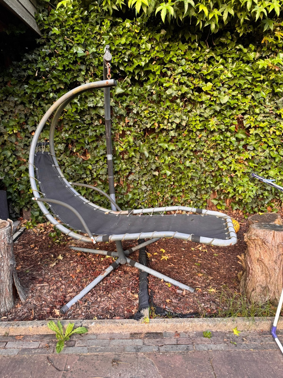Schommelstoel schommelbed hang zit ligstoel tuin zwart, Ophalen of Verzenden, Gebruikt