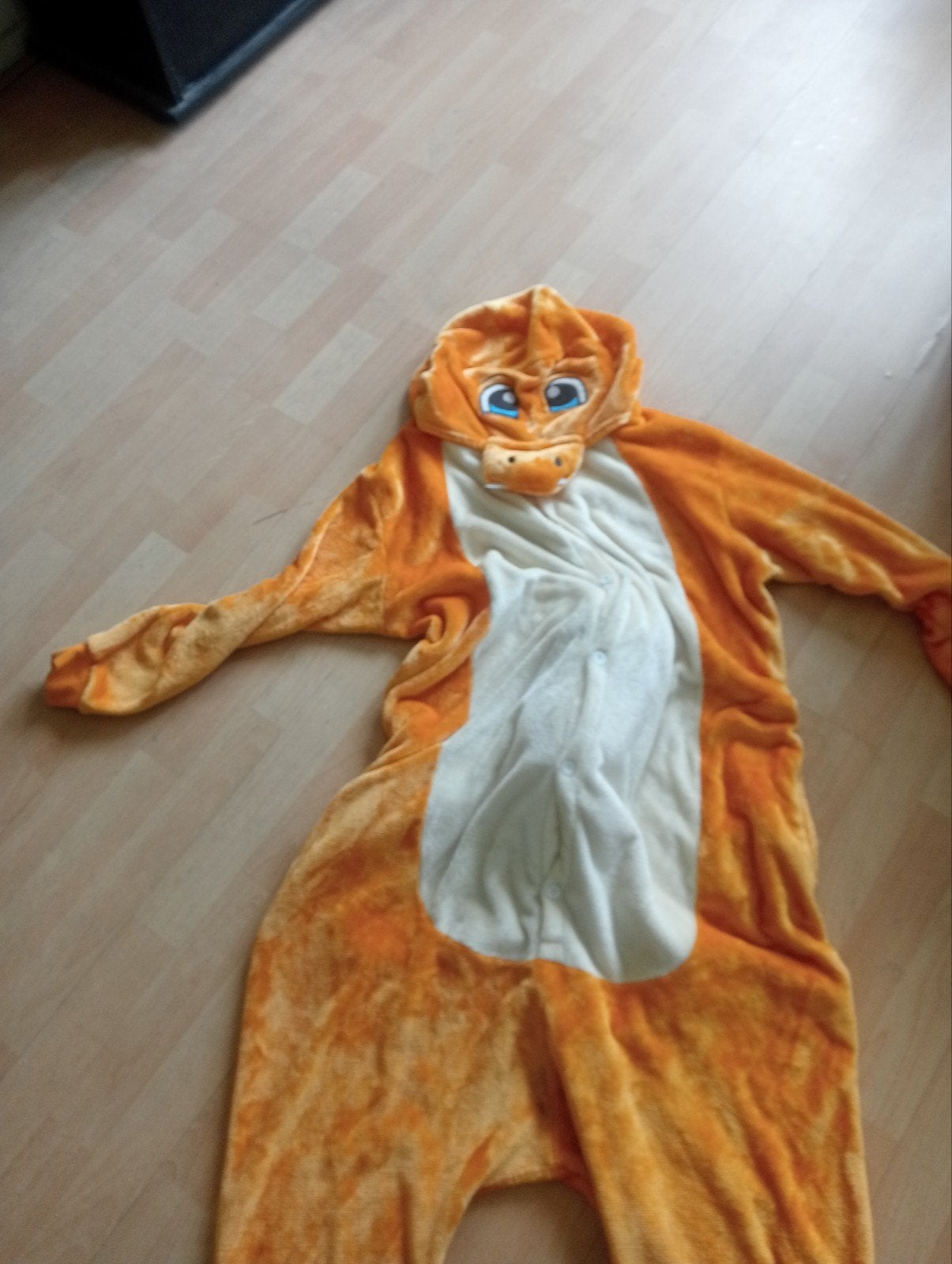 Oranje Onesie Draak/Dinosaurus Maat 174-180, Carnaval, Maat 46/48 (XL) of groter, Ophalen of Verzenden, Kleding