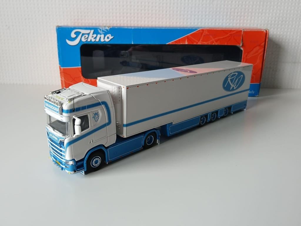 Tekno Scania S730 Waasdorp + oplegger, Ophalen of Verzenden, Zo goed als nieuw, Bus of Vrachtwagen, Tekno
