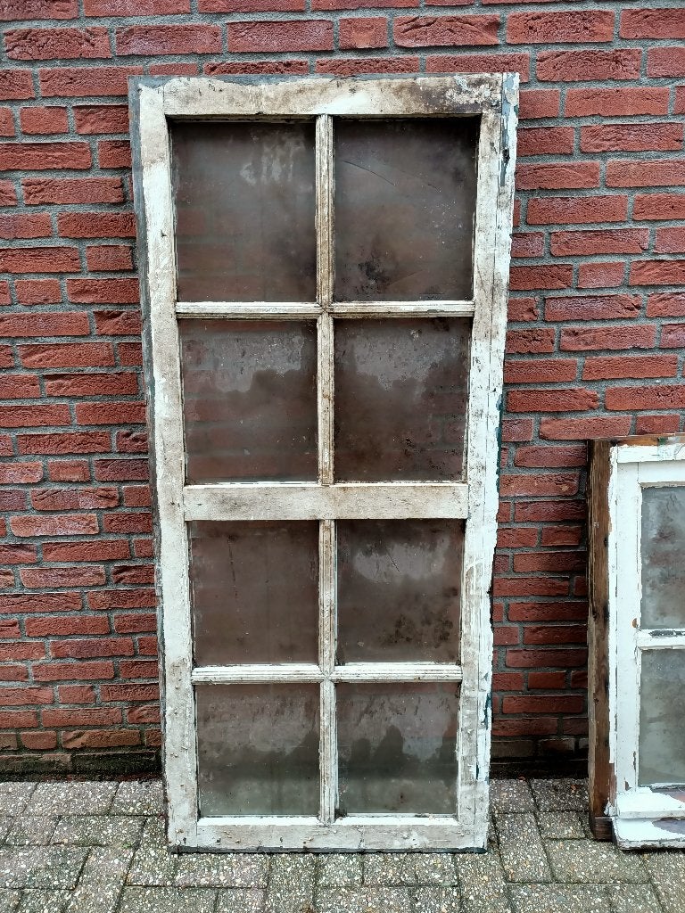 Oud brocante kozijn, zelfbouw kas, roomdivider, shabby DIY, Ophalen, Gevelraam of Ruit, Gebruikt, Minder dan 80 cm