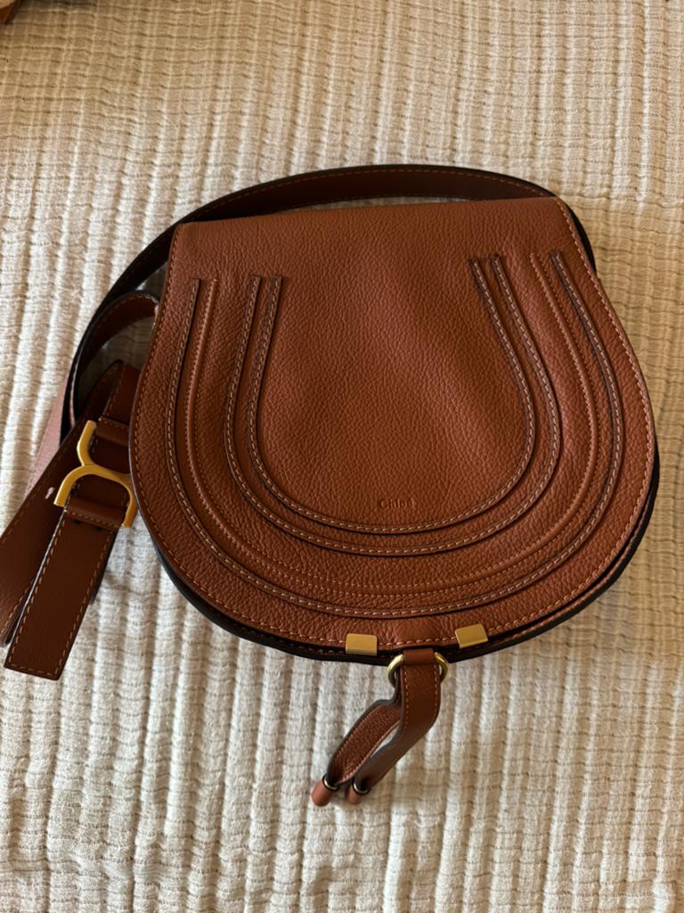 Chloé Marcie saddlebag medium, Sieraden, Tassen en Uiterlijk, Tassen | Damestassen, Ophalen of Verzenden, Zo goed als nieuw, Bruin