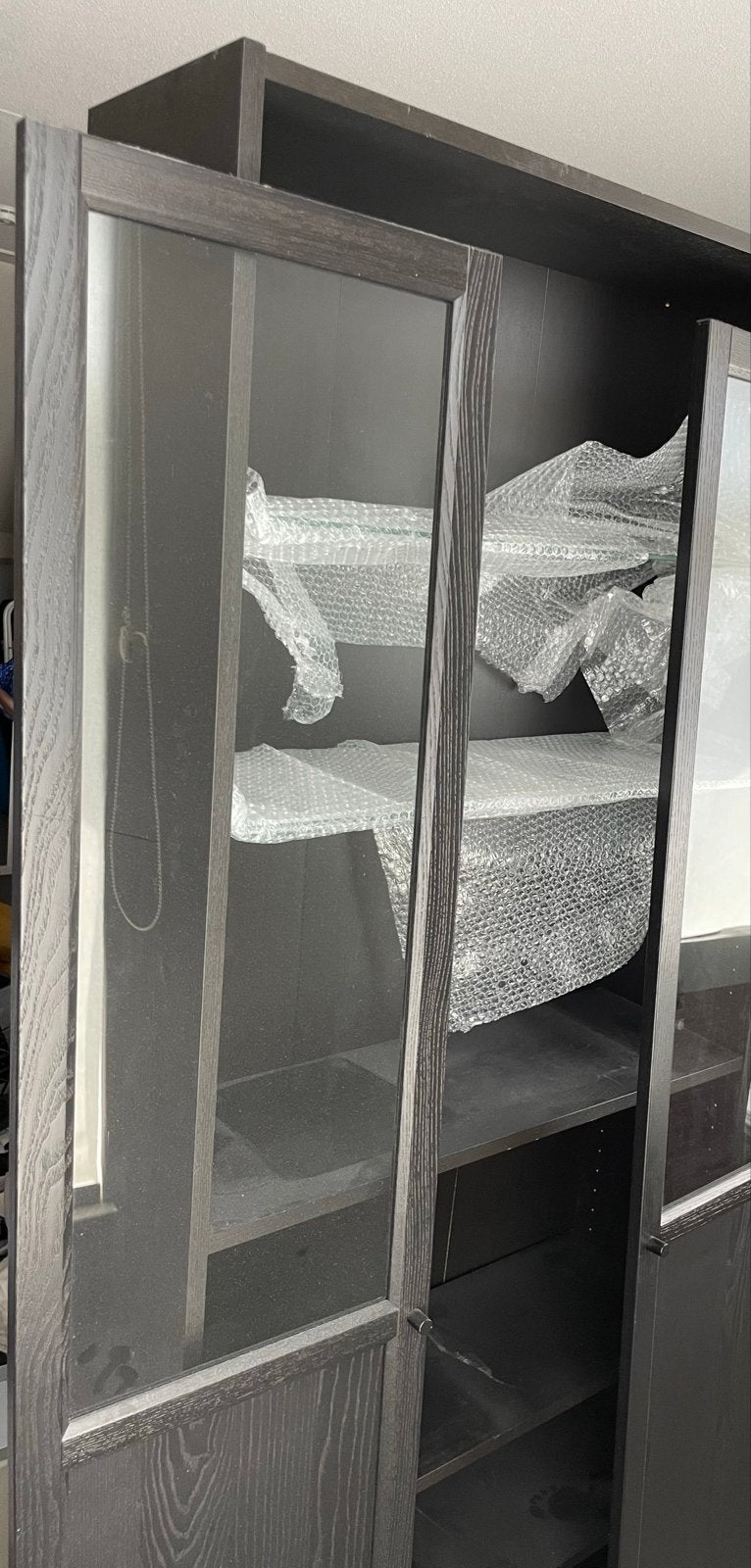 IKEA Vitrinekast met glazen deuren en platen, Ophalen, 200 cm of meer, 50 tot 100 cm, 25 tot 50 cm