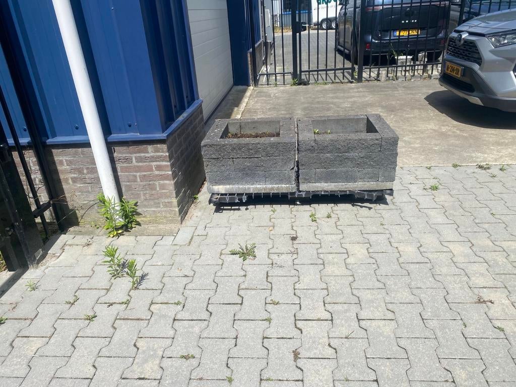 Robuuste betonnen plantenbakken (2 stuks), Tuin en Terras, Minder dan 60 cm, Vierkant, Ophalen of Verzenden, Zo goed als nieuw