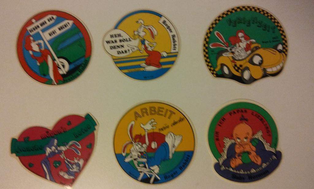 Roger Rabbit Baby Herman Jessica tekenfilm stickers KLEIN, Verzamelen, Verzenden, Zo goed als nieuw, Overige typen