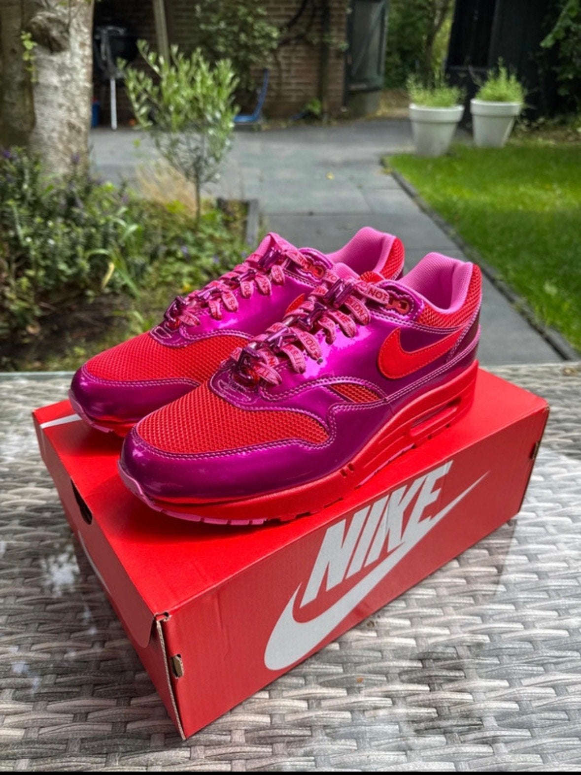 Nieuwe Nike Air Max 1 "Playful Pink/University Red", Overige kleuren, Nieuw, Ophalen of Verzenden, Sneakers of Gympen
