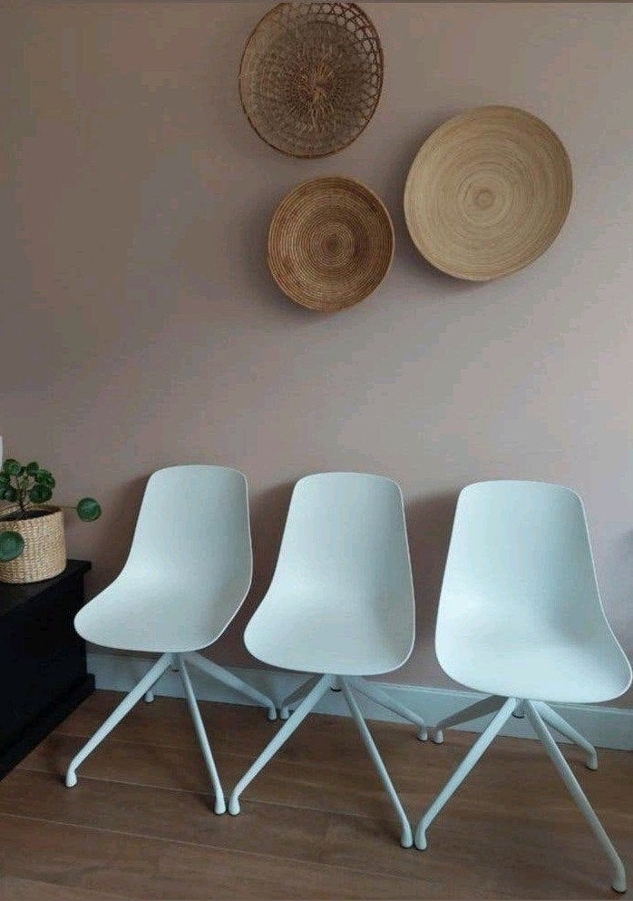3 Nolon draaibare stoelen, metalen onderstel, Ophalen, Drie, Wit, Zo goed als nieuw