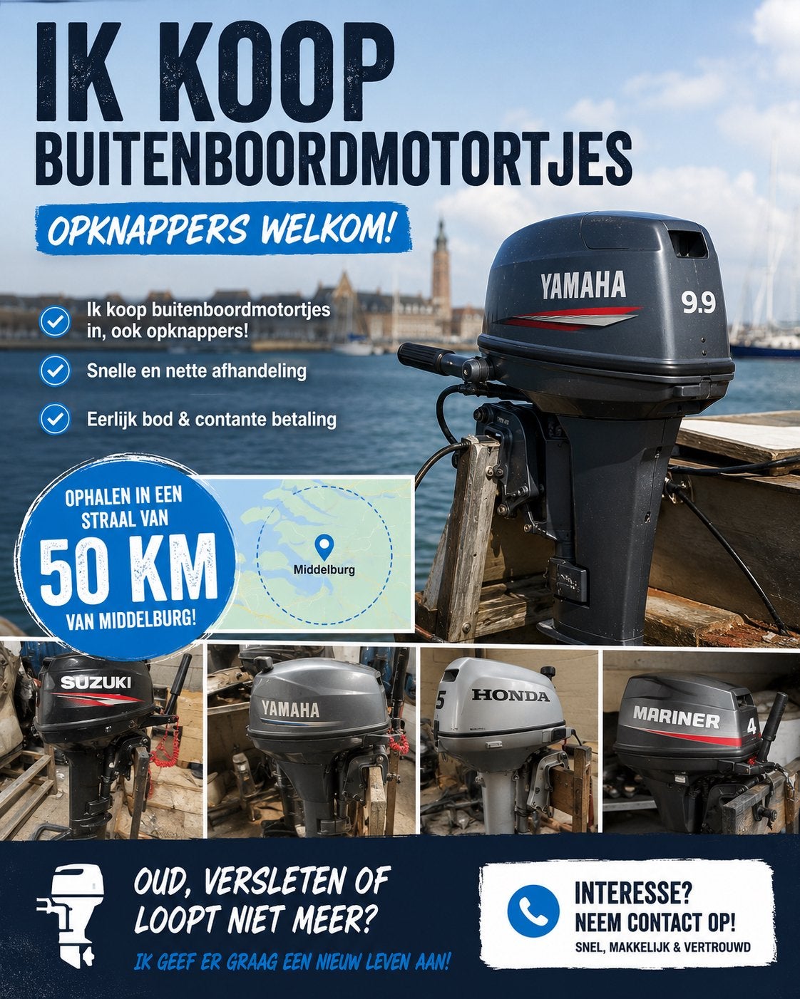 Opzoek naar buitenboord motor opknappers!, Ophalen of Verzenden, Zo goed als nieuw