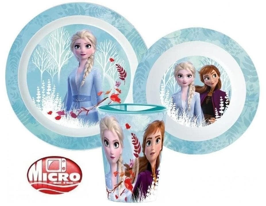 Disney Frozen Kinderservies met Beker - Magnetron - 3 Delig, Nieuw, Ophalen of Verzenden, Nvt, Nvt