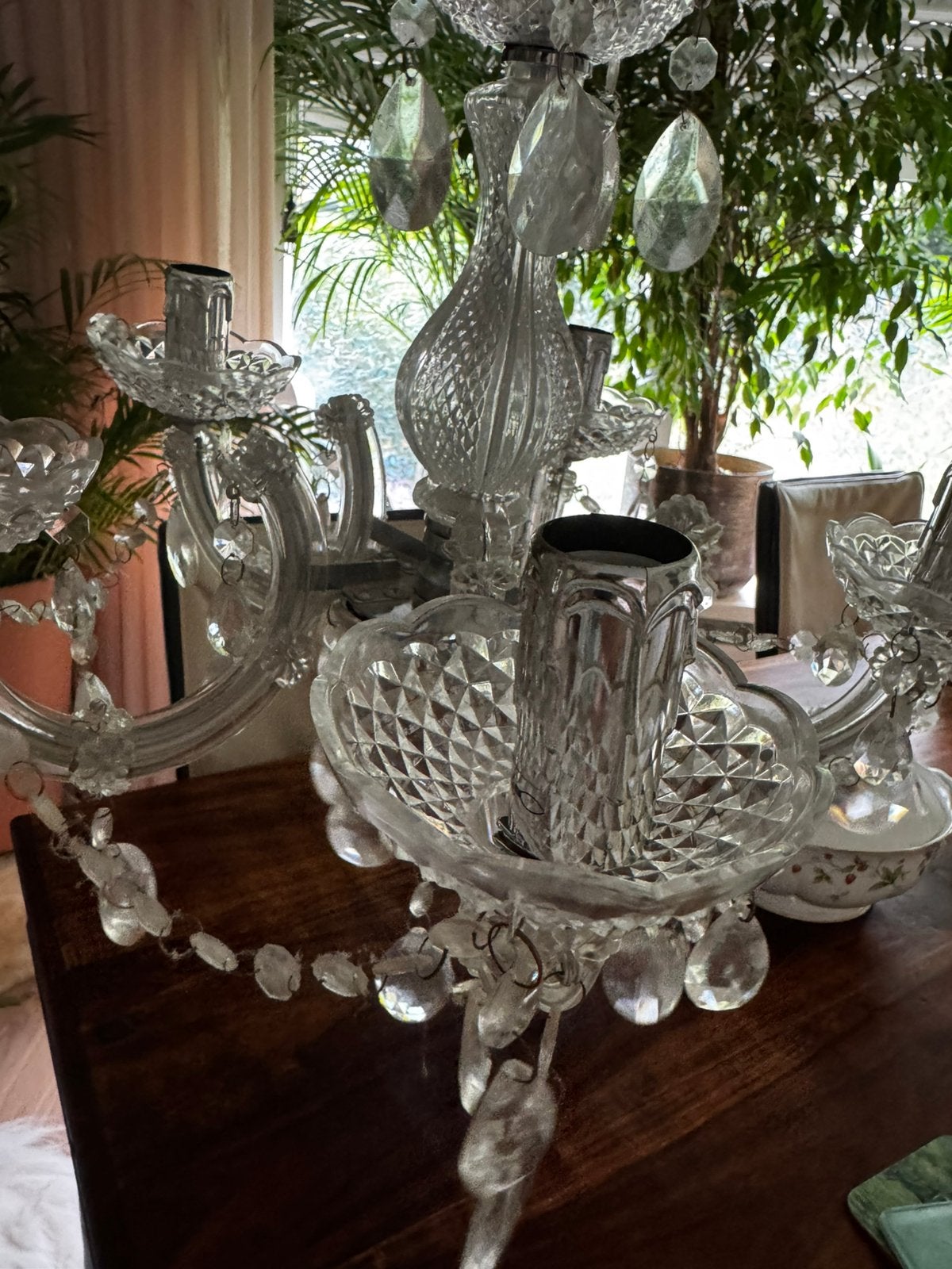 Kroonluchter, Ophalen, Gebruikt, Kunststof, Brocante romantisch