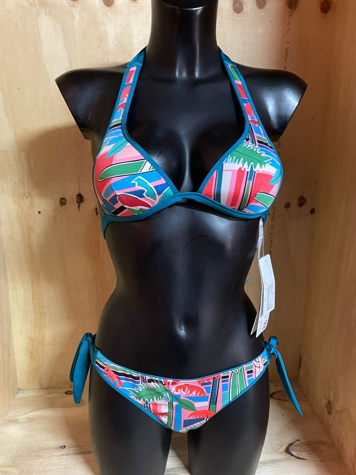 Rosa faia halter bikini Maat top xs strik slip 36 Model mini, Verzenden, Nieuw, Blauw, Bikini