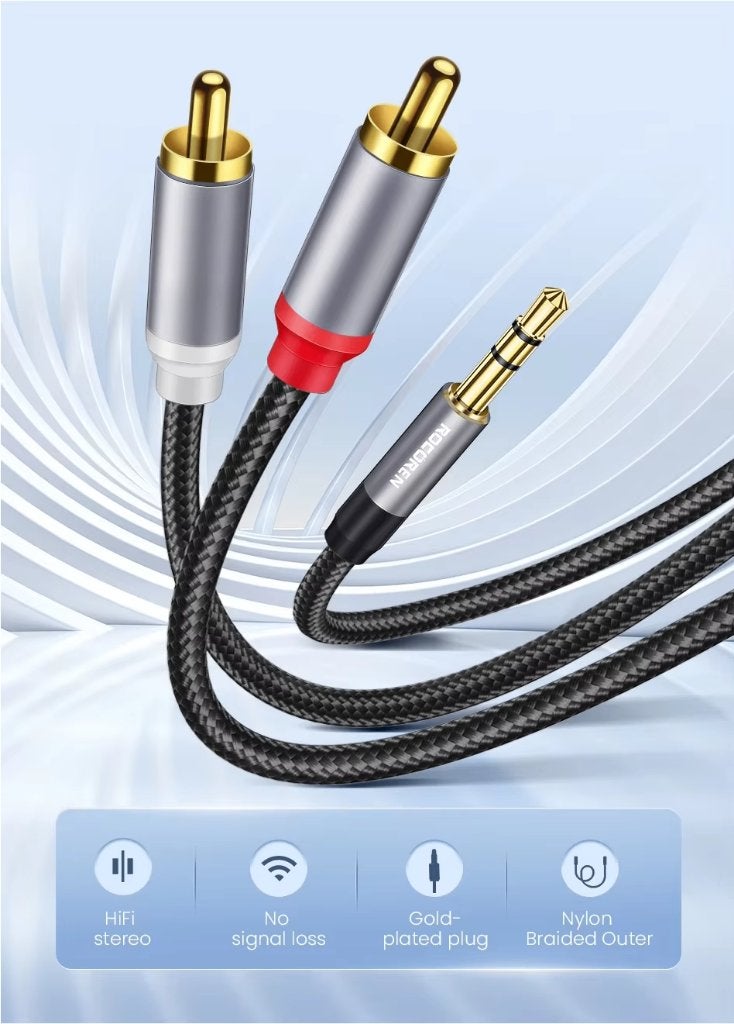3.5mm to 2 RCA Aux Audio Splitter Cable 2 meter, Ophalen of Verzenden