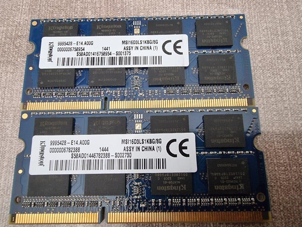 16GB (2X8GB) DDR3 PC3L-12800 1600Mhz 2Rx8 Kingston, Computers en Software, RAM geheugen, Zo goed als nieuw, Laptop, 16 GB, DDR3