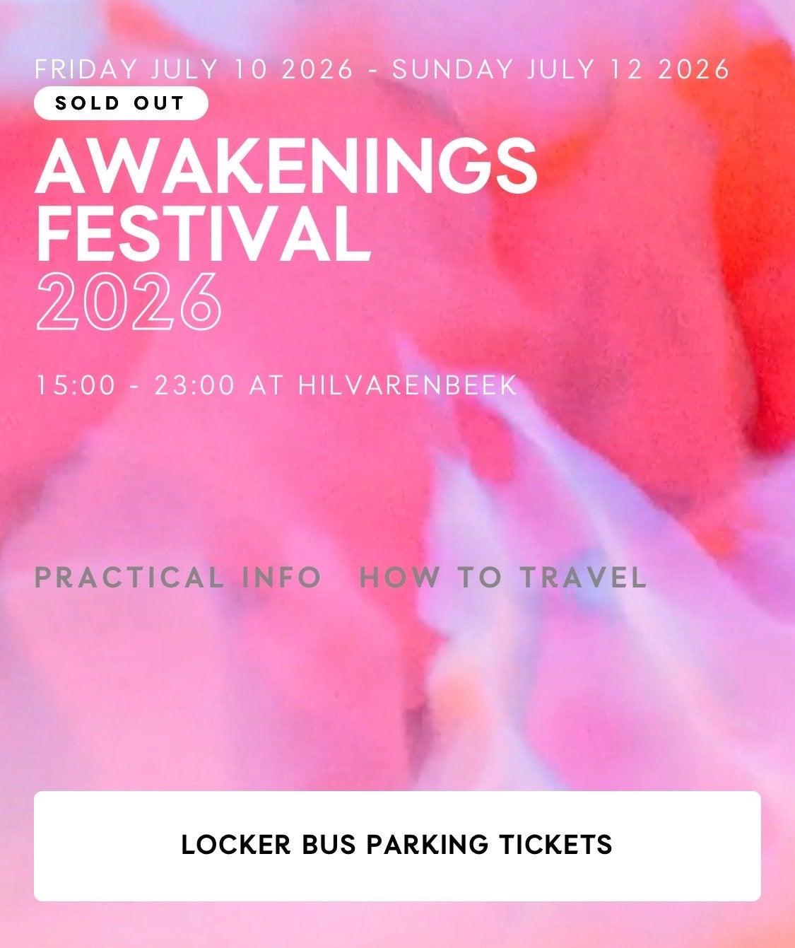1 kaartje Zondag 12 juli Awakenings festival, Tickets en Kaartjes, Eén persoon, Juli