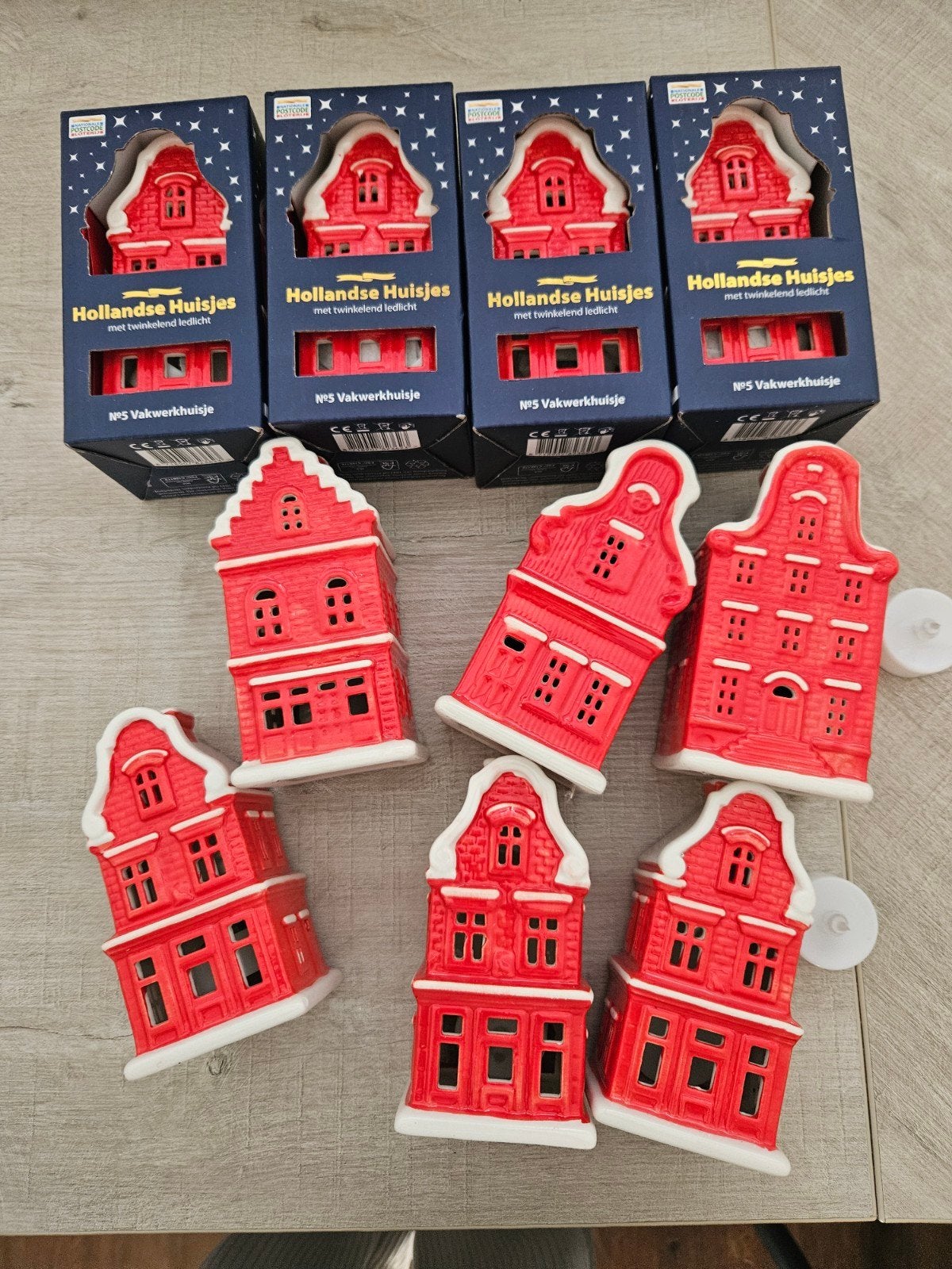 Hollandse Huisjes Waxinelichthouders - Rood, Ophalen, Overige merken, Waxinelichthouder, Nieuw