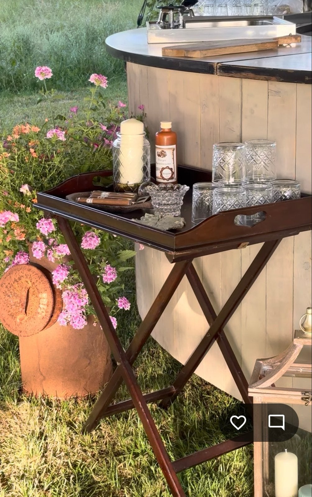Vintage Whiskey Sigaren Obertafel - Houten Bijzettafel, Ophalen, Gebruikt, 55 tot 75 cm, 60 cm of meer