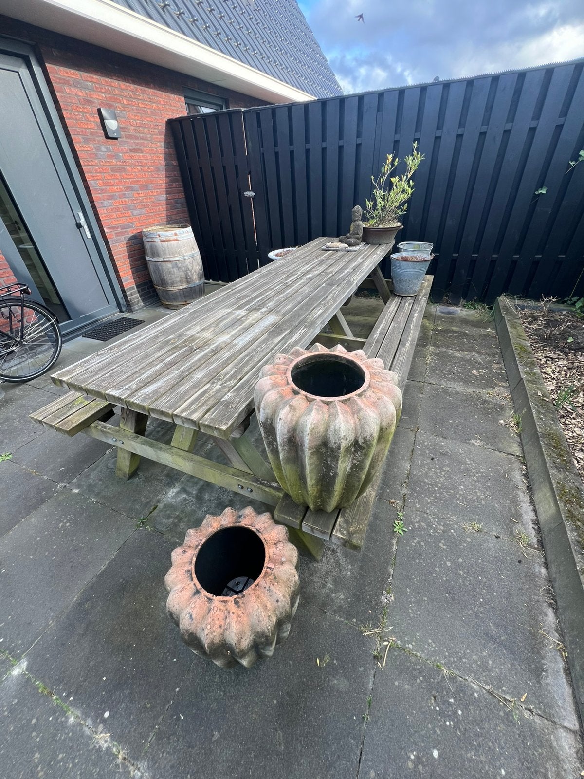 Picknick tafel 3 meter lang, Ophalen, Zo goed als nieuw, Rechthoekig, Hout