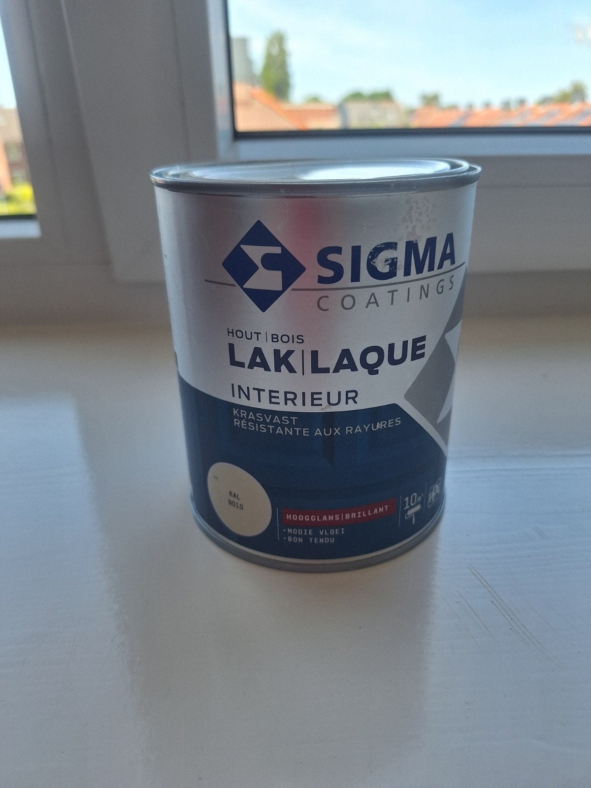 Sigma houtlak interieur ral 9010 hoogglans, Ophalen of Verzenden, Nieuw, Wit, Lak