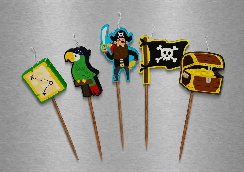 5 Piraten verjaardags kaarsjes voor taart of cupcakes, Ophalen of Verzenden, Nieuw, Taarten of Cupcakes, Versiering