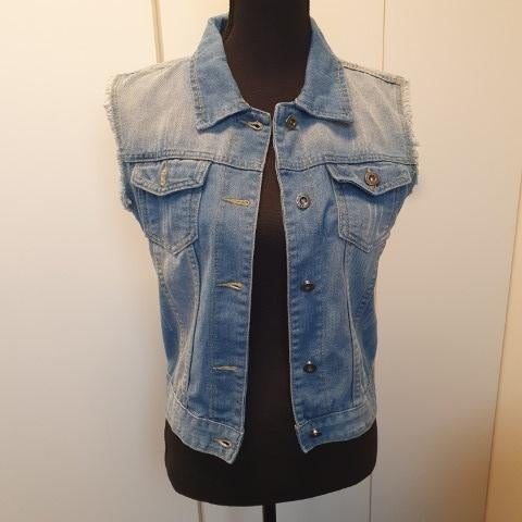 Gilet met geborduurde achterkant, Maat 38/40 (M), Only, Blauw, Nieuw