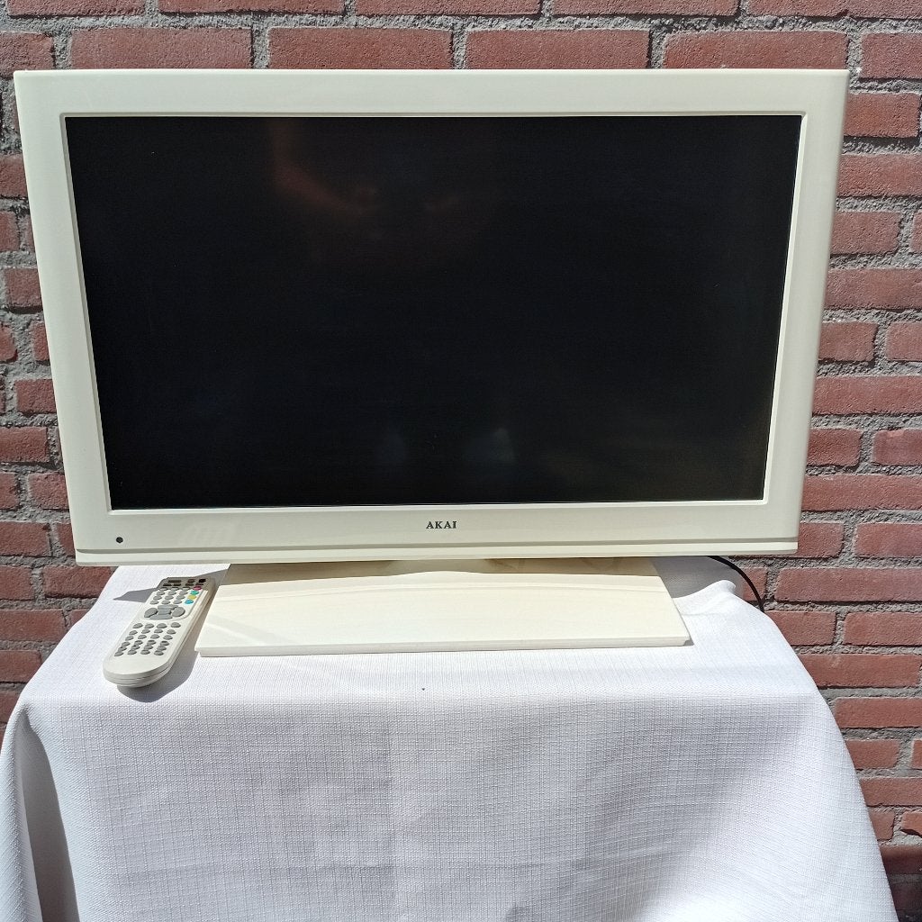 Witte Akai LED TV met ingebouwde DVD-speler + Muurbeugels, 50 Hz, 40 tot 60 cm, Full HD (1080p), Ophalen
