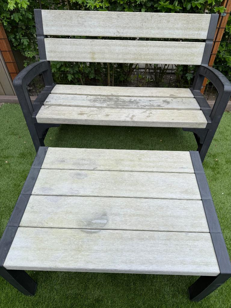 Keter tuinset tuinbank en tafel, Ophalen, Gebruikt, Kunststof