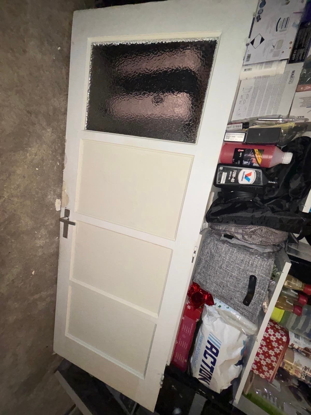 Paneeldeur met glas - Gebruikt, Gebruikt, 80 tot 100 cm, Binnendeur, Ophalen of Verzenden