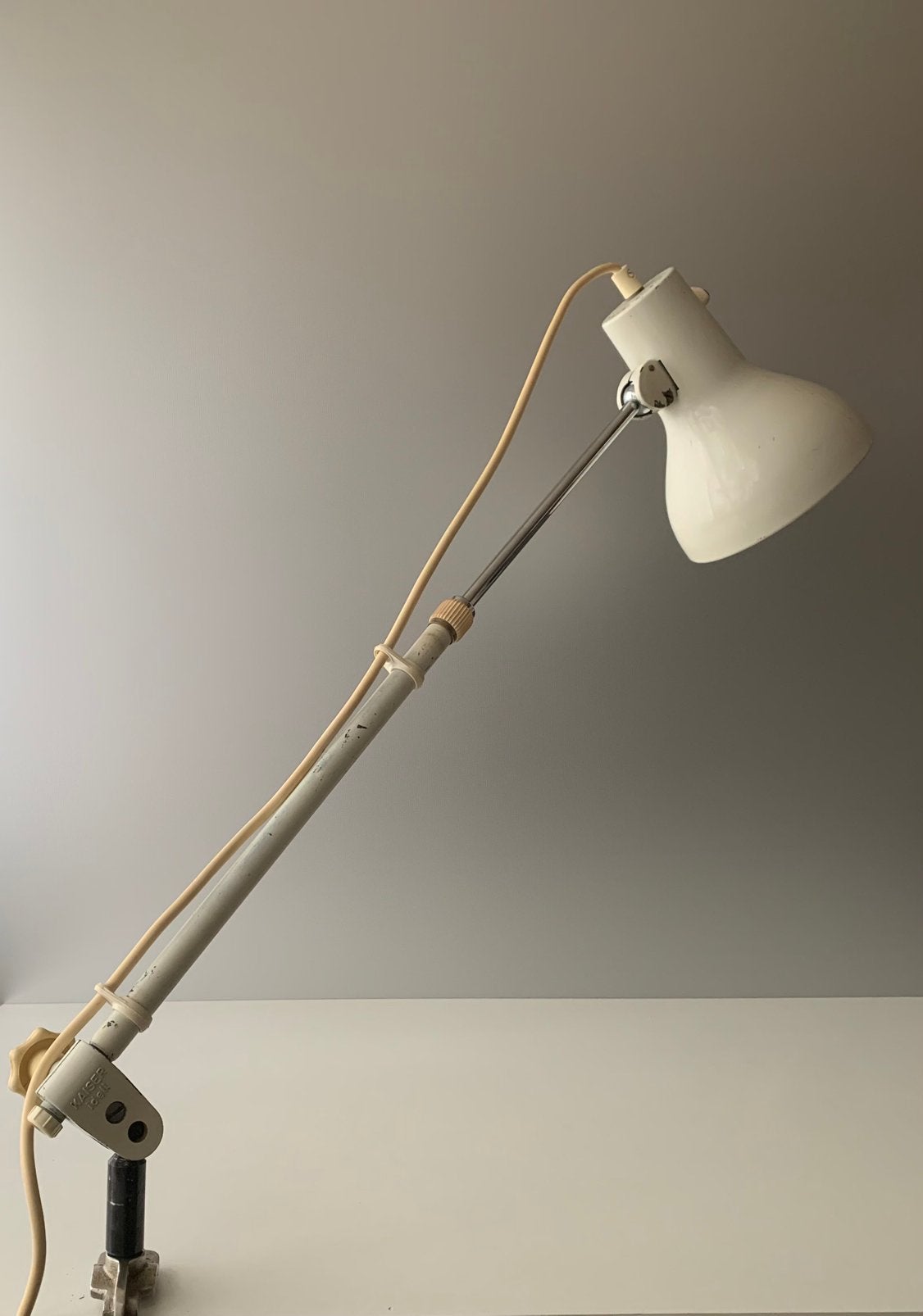 Kaiser Idell 60s arbeidslampe silence of the lamps, Vintage, Wit, Metaal, Gebruikt