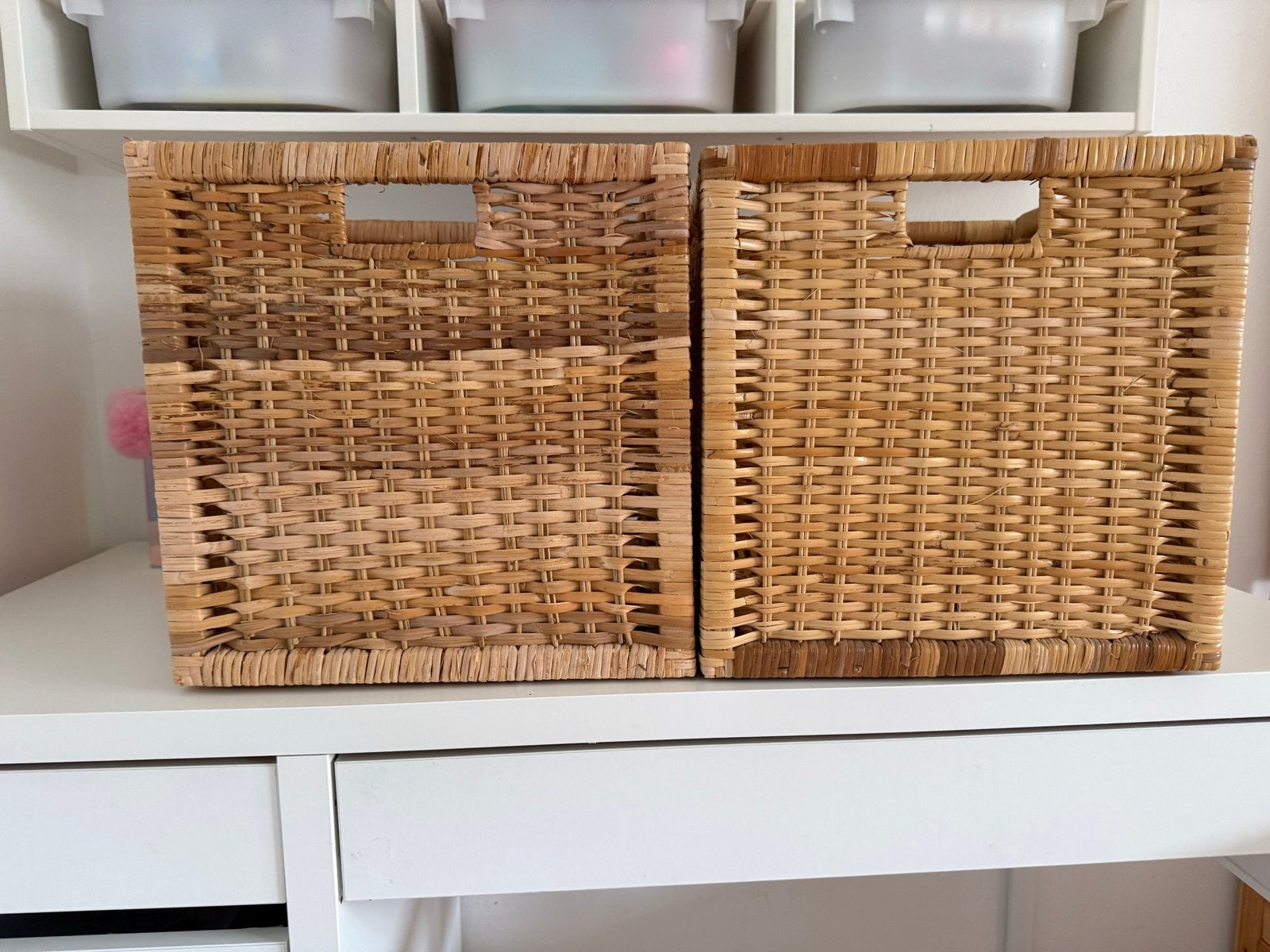 Rotan opbergmanden - set van 2, Huis en Inrichting, Woonaccessoires | Kisten, Gebruikt, 5 – 50, Minder dan 50 cm, Overige materialen