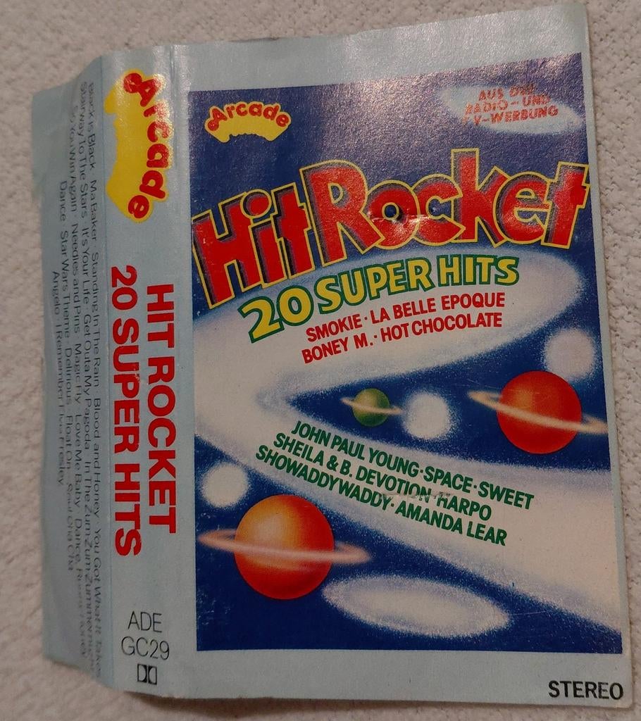 Hit Rocket - 20 Super Hits cassetteband smokie hot chocolate, Cd's en Dvd's, Cassettebandjes, Gebruikt, Ophalen of Verzenden, Origineel