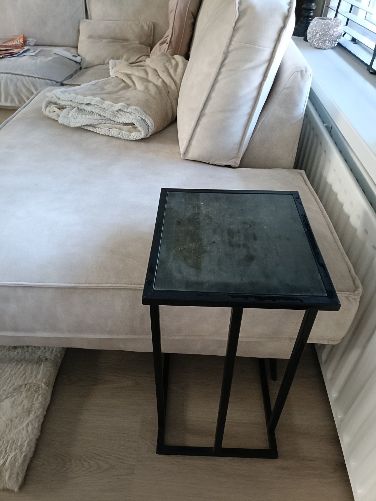 Banktafeltje zwart, Ophalen of Verzenden, Rond, Minder dan 55 cm, 45 tot 60 cm