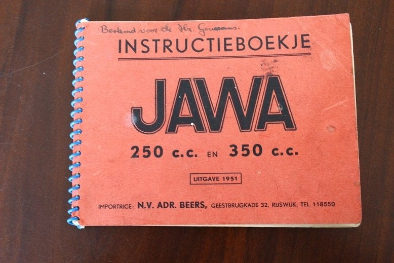 JAWA 1951 250cc 350cc motorfiets instructie boekje, Motoren, Ophalen of Verzenden, Overige merken