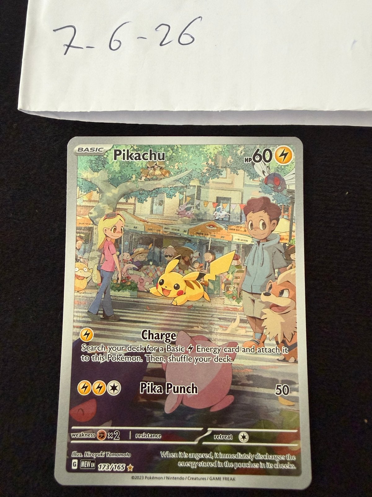 Pikachu 173/165 (151)Special Illustration Rare Pokémon Kaart, Hobby en Vrije tijd, Verzamelkaartspellen | Pokémon, Ophalen of Verzenden